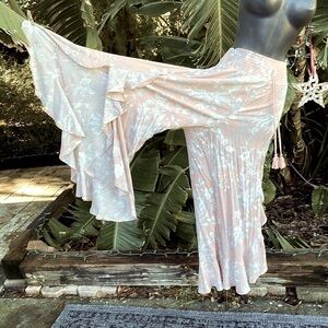 Sound style floral ruffled, wide, leg pants